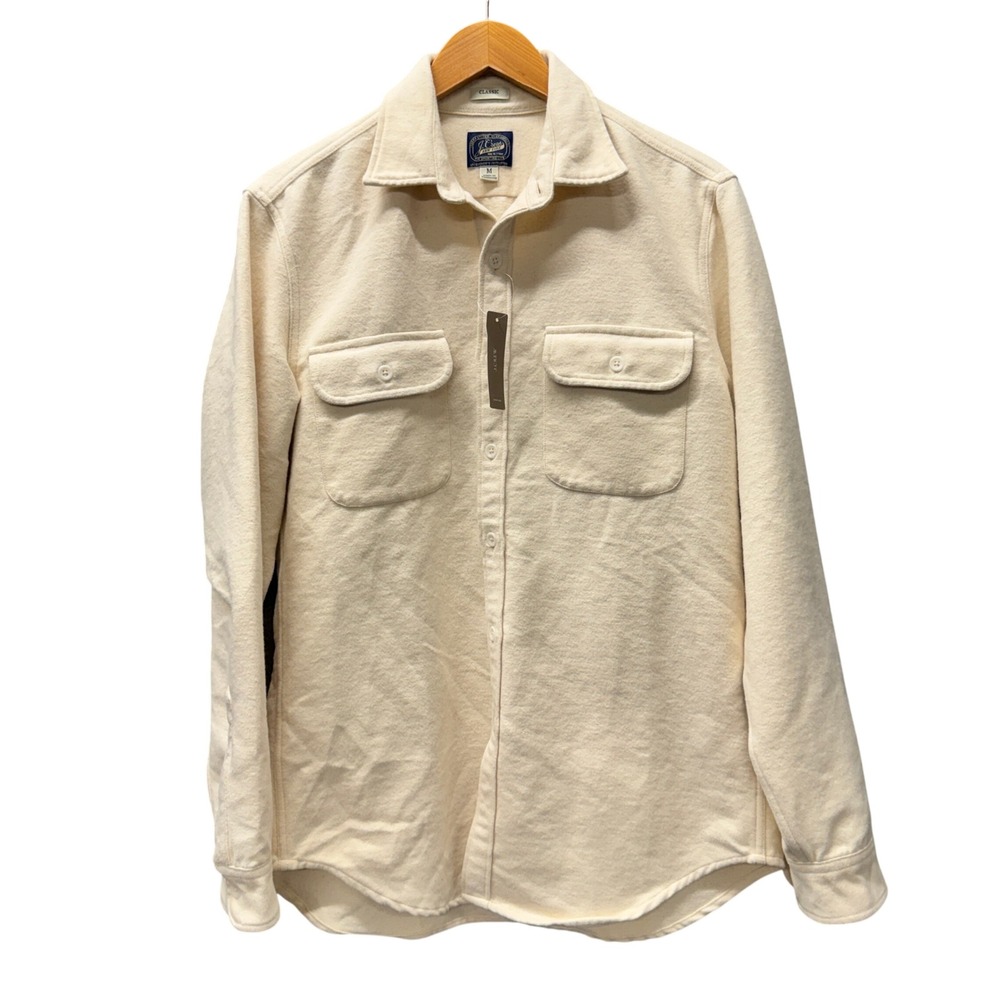 J.Crew Heavyweight Chamois Work Shirt Mens Medium Classic Fit Natural Cream NEW